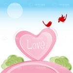 Love birds in valentine card